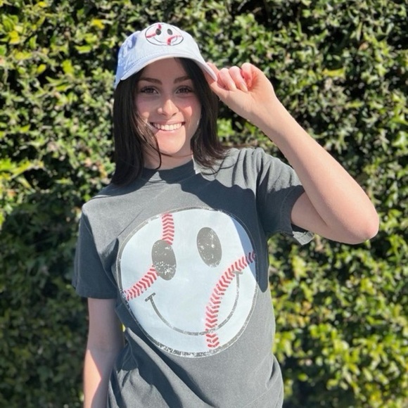 Distressed Baseball Smiley Tee - Picture 3 of 5